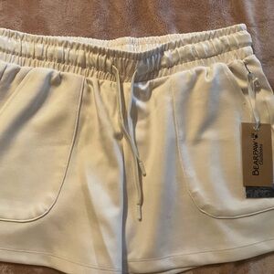 BearPaw Cream Women's Pull-On Athletic Shorts with Pockets